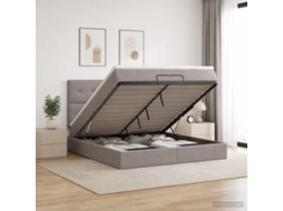 Vidaxl Cama Ottoman Com Colchão Cinzento-acastanhado 180 X 200 Cm