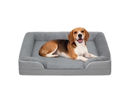 Cama Para Cachorro, Base Antiderrapante, Capa Lavável, Cinza, 91.5x68.5x16.5 Cm