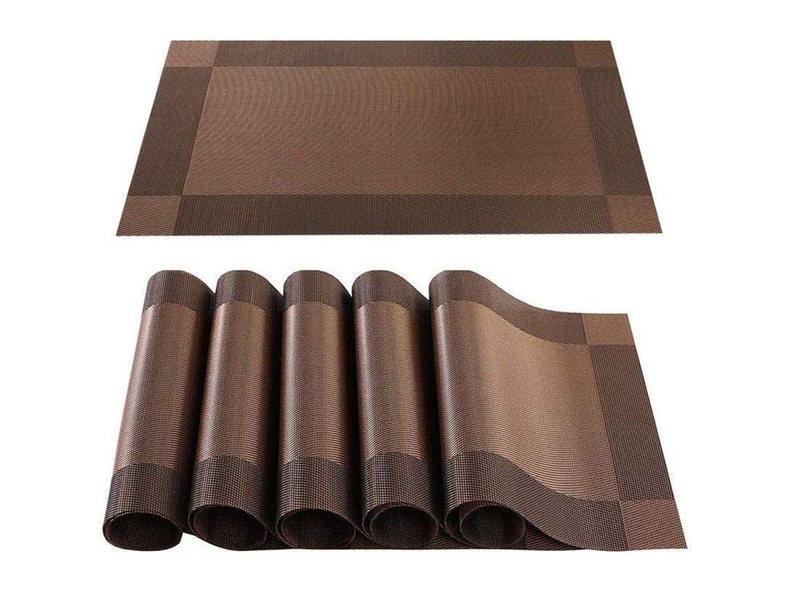 Tapetes de Mesa Nova Line, 6 peças, antiderrapantes, resistentes ao calor, marrom | S/MARCA