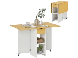 Mesa de jantar dobrável Carvalho madeira retrátil para 2 a 4 pessoas gaveta prateleiras rodas 114,5x70x75cm