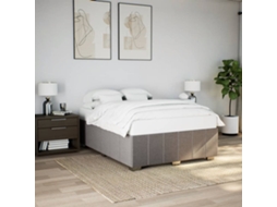 Vidaxl Cama Sem Colchão 140x190 Cm Tecido Castanho-acinzentado