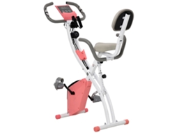 Bicicleta Ergonômica Dobrável Adulto 8 Níveis Resistência Magnética Sensor Pulso LCD Aço Rosa Branco S/MARCA