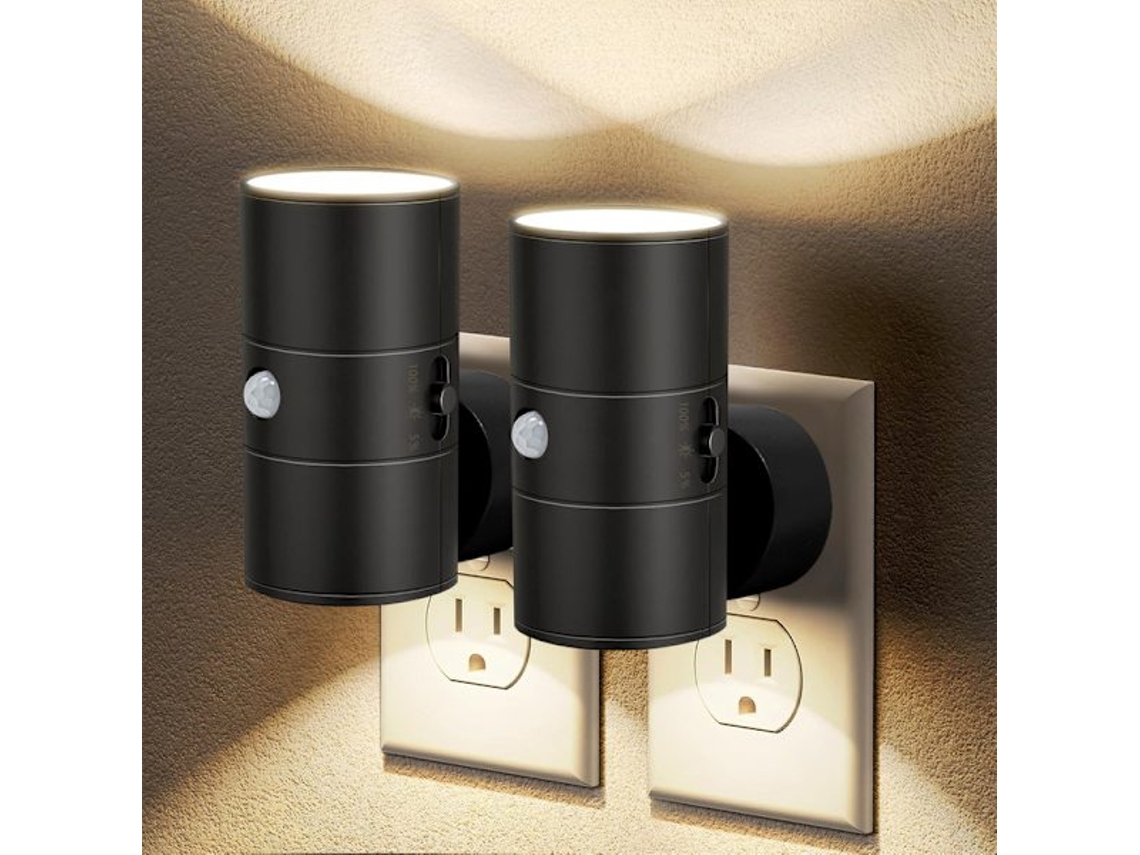 1/2 Peças de Luzes Noturnas Led Modernas, Montagem em Tomada de Parede, Luz Branca Quente, Intensidade Ajustável de 0 a 100 Lúmens BRILVIBERA