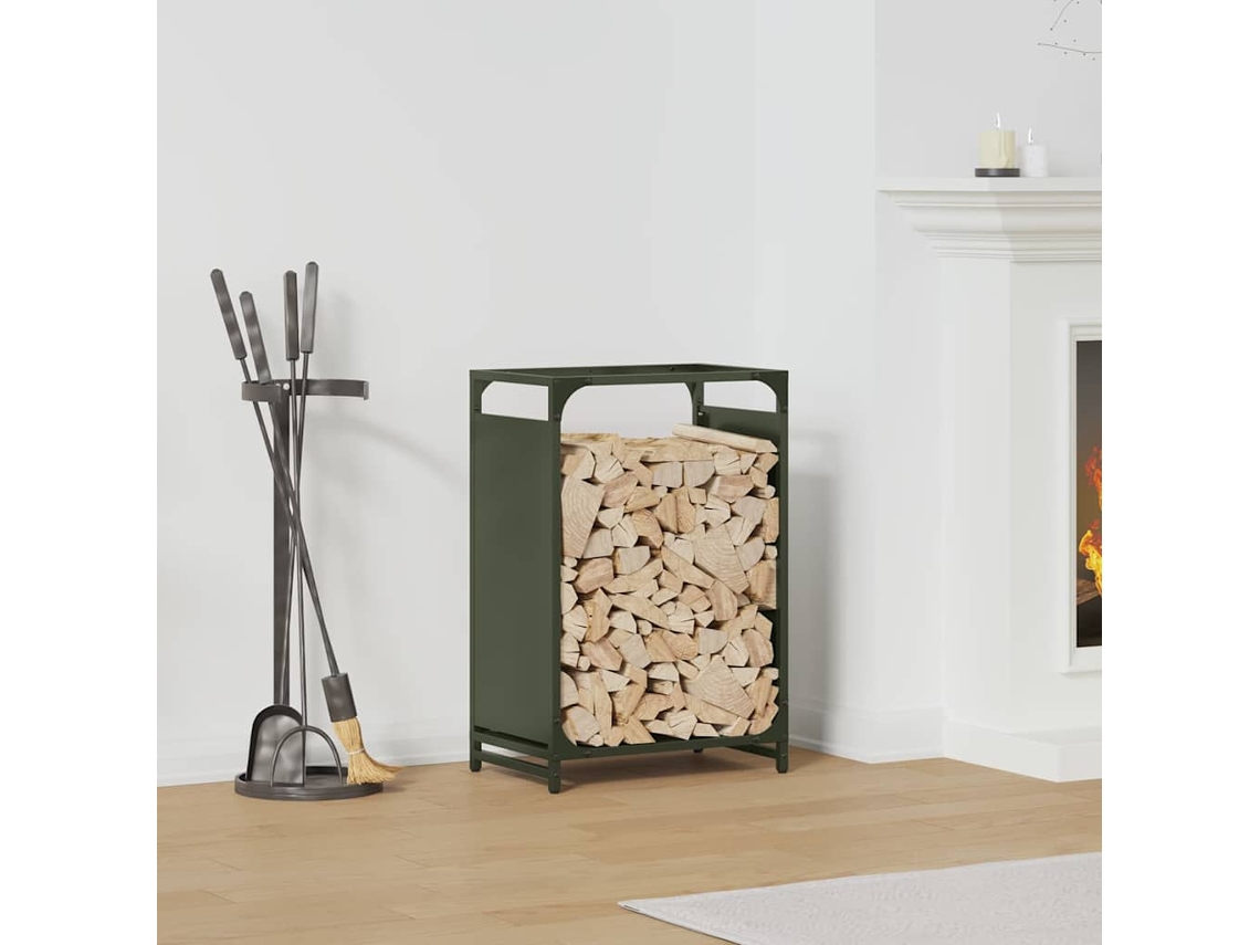 Vidaxl Suporte Para Lenha Aço Laminado A Frio Verde Azeitona