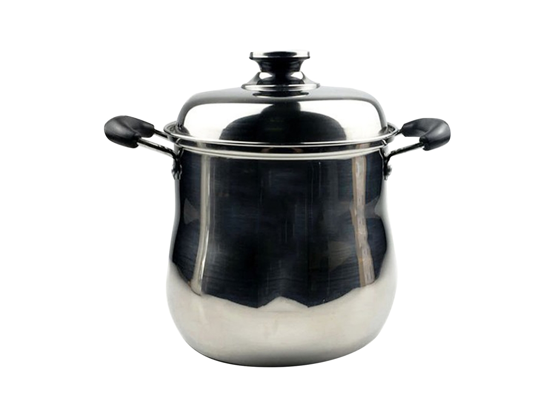 Panela de caldo de aço inox com tampa, 18cm, grande capacidade, compatível com gás e indução | S/MARCA