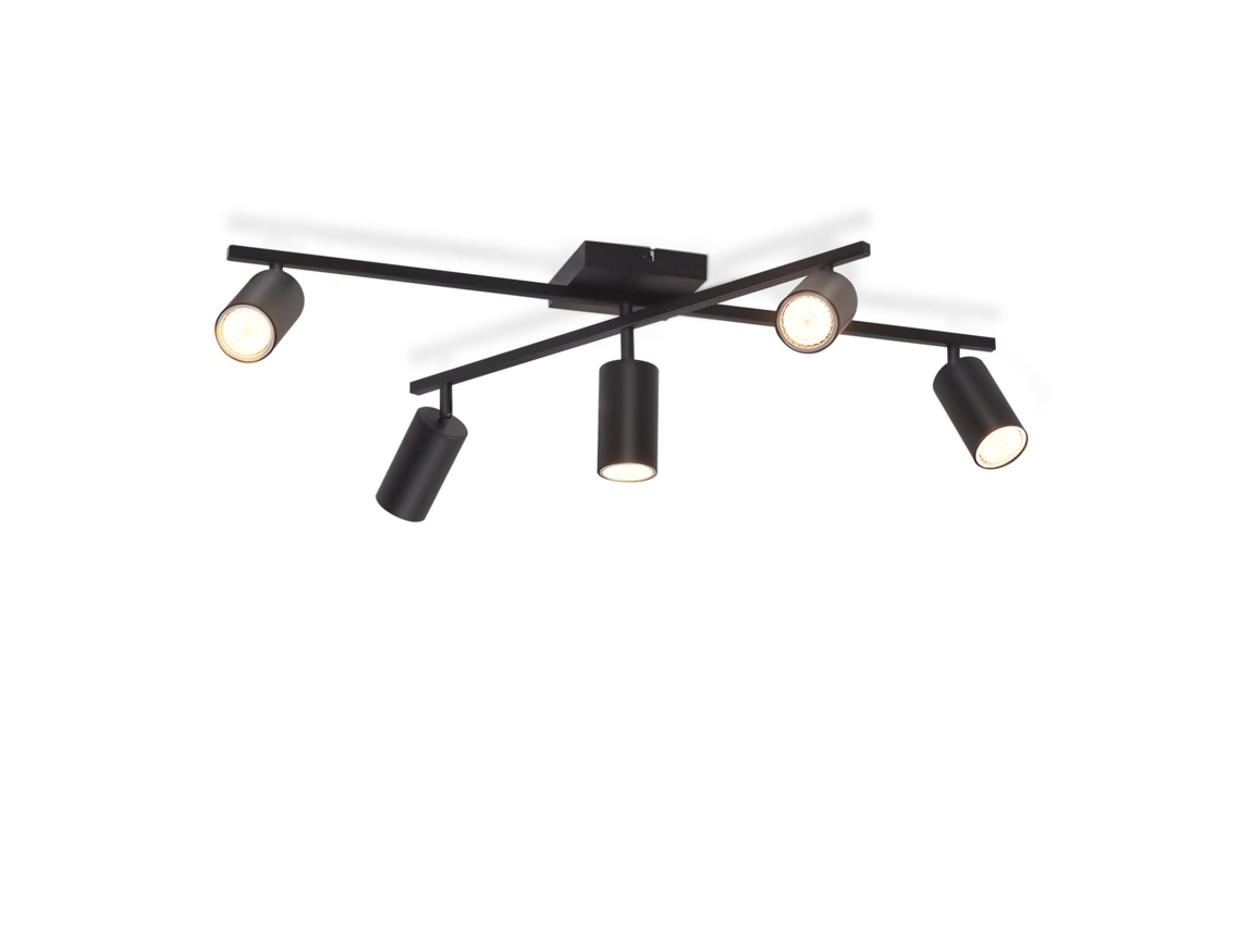 Candeeiro De Teto Nettlife Gu10 Preto 5 Casquilhos