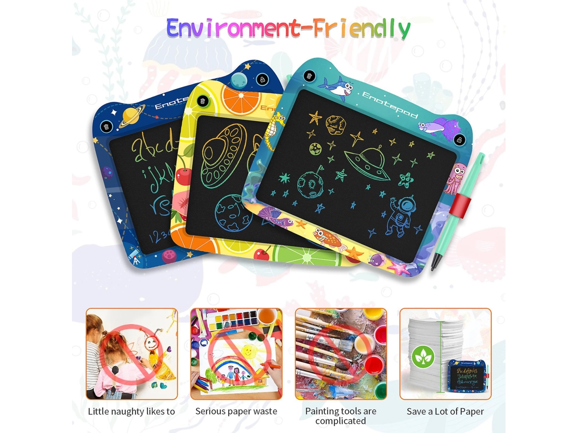 Impressora digital LCD de mesa com tela colorida de 9 polegadas, gráficos eletrônicos, quadro branco com design de oceano, rabiscos, slowmoose