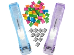 Dispensador de clipes de papel Wooneky com 150 clipes reutilizáveis para casa, escritório e escola com sistema de acionamento.