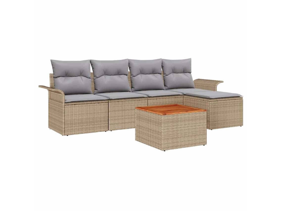 Maison Exclusive - Conjunto De Sofá De Jardim 6 Pcs Bege E Cinza Claro Vime Pe