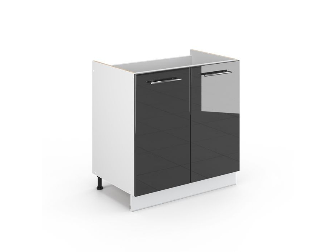 Móvel Sob A Pia Linha Fama Simples, 80x82cm Sem Pt, Antracite Alta Brancura, Branco, Vicco