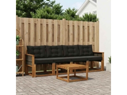 Vidaxl Conjunto De Sofás Para Exterior 5 Unid. Natural E Preto
