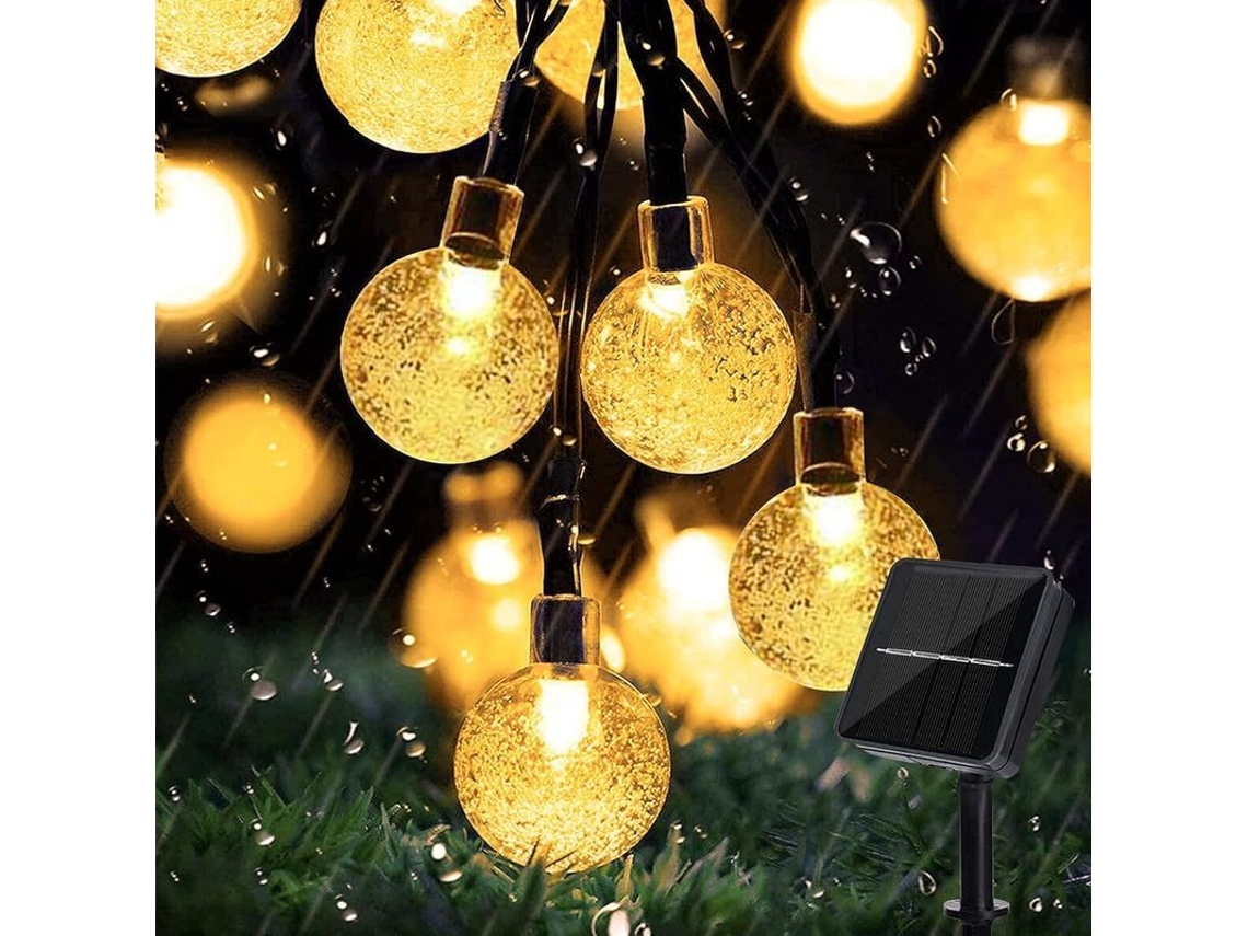 Luces De Cadena Solar Ao Ar Livre, 50 Leds, 8 Modos, Esferas De Cristal, Impermeável