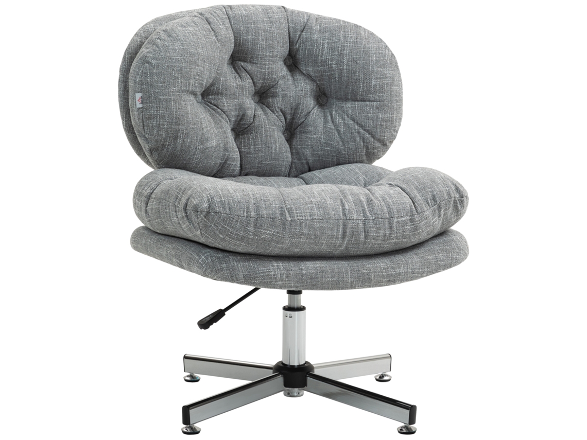 Cadeira De Escritório Sem Braços, Cadeira De Mesa Confortável Com Assento Acolchoado E Altura Ajustável, Cinza