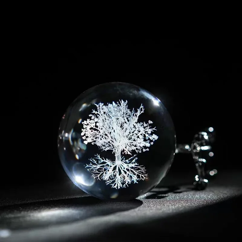 (apenas A Esfera De Cristal De 6 Cm) Esfera De Cristal Árvore Da Vida, Modelo 3d Gravado A Laser.