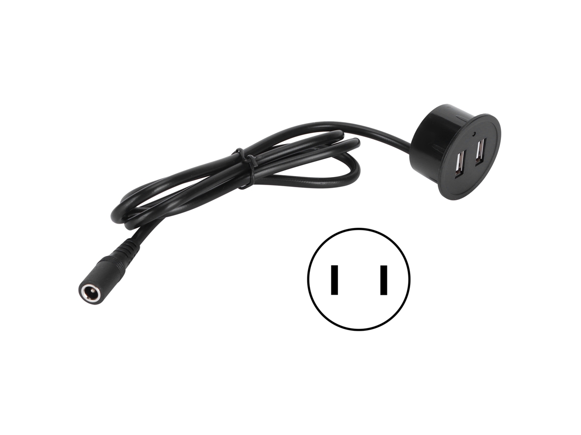 Carregador Usb Dúplo Com Tomada Para Mesa E Sofá