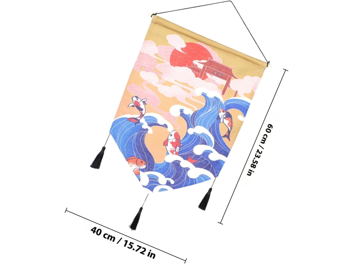 Bandeira Japonesa Kichouse em Tecido para Pendurar, para Decoração de Restaurantes de Sushi. Feita de Algodão e Linho CHABERLU