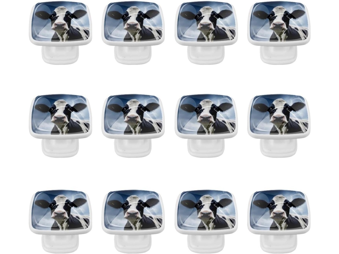 Puxadores Quadrados Para Armários De Cozinha, Puxadores Para Gavetas De Cômoda, 12 Peças, Animais, Vaca, Gado, Fazenda