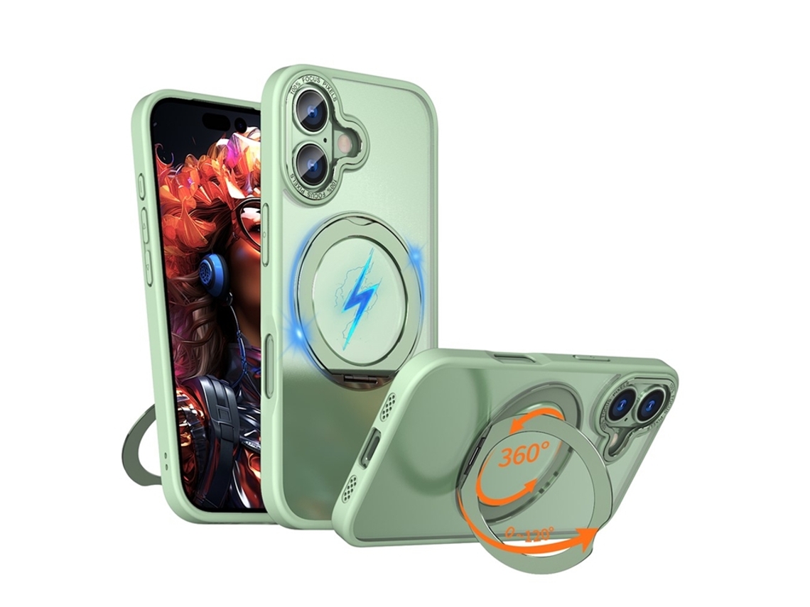 Capa Para Iphone 17 Magsafe Em Tpu Suporte Em Acrílico - Verde