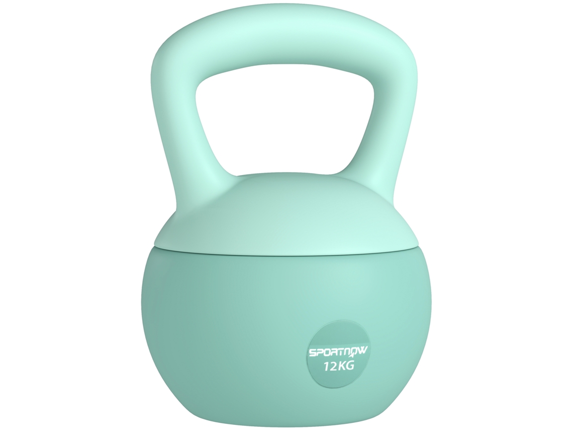 Kettlebell de 12 Kg Pesa Russa Preenchida de Areia Metálica e Alça Antiderrapante para Treino 21x21x30 Cm Verde Ge
