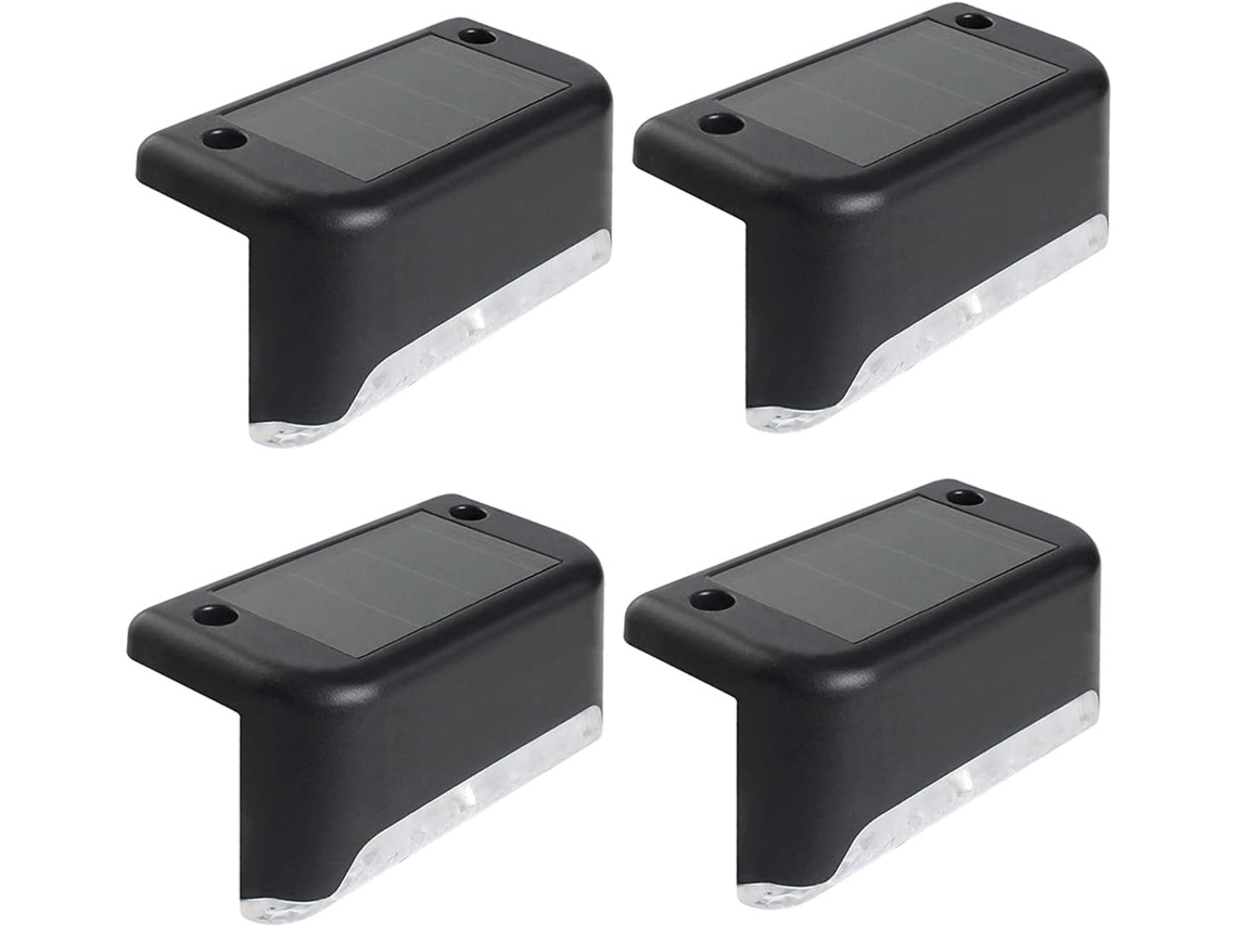 Conjunto de 4 luzes solares de led para deck ip65 à prova d'água sem fio escadas e cercas AQUAFORGE