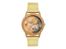 Relógio de quartzo unissex com pulseira de silicone, estilo casual e formal, dourado.