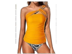 Traje De Banho Tankini Feminino De Alta Qualidade, Confortável, Quick Dry, Tamanhos Xs A Xxl, Ideal Para Férias Tropicais E Esportes Ouro