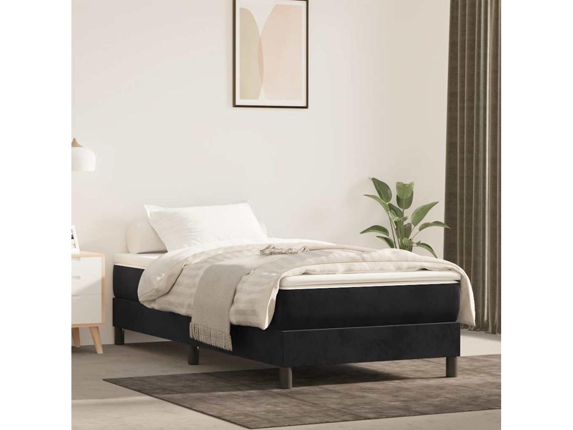 Vidaxl Colchão De Molas Ensacadas Firmeza Média 120x190x20 Cm Veludo Preto