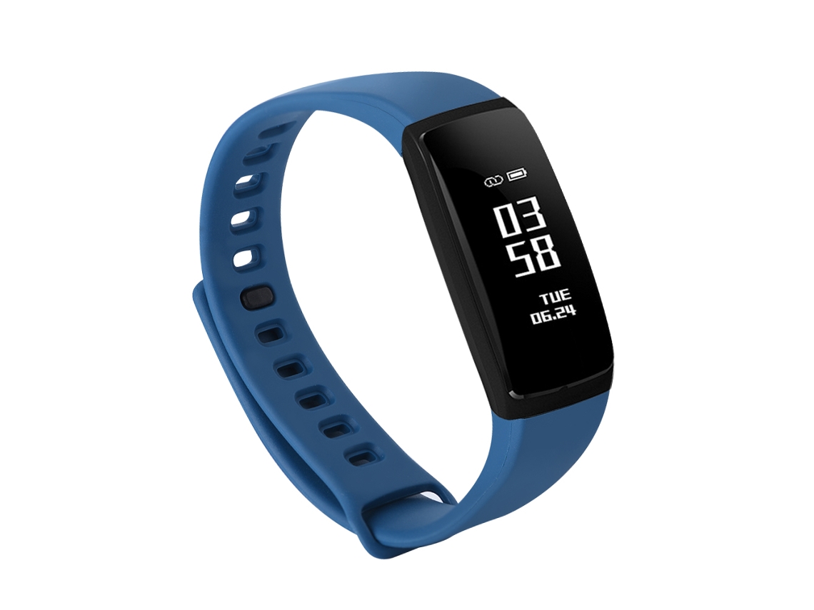 Pulseira Inteligente V07s Azul: Monitoramento de Frequência Cardíaca e Pressão Arterial. EOOCOO