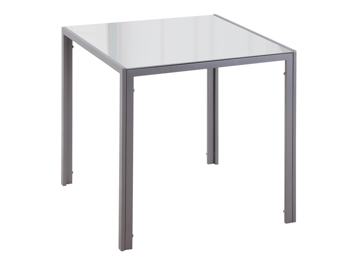 Mesa Jantar Quadrada Cinza 75x75x75cm, Vidro, 4p, 80kg.-mh