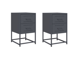 Mesas de Cabeceira 2 Pcs 36x39x60,5 Cm Aço Antracite MAISON EXCLUSIVE