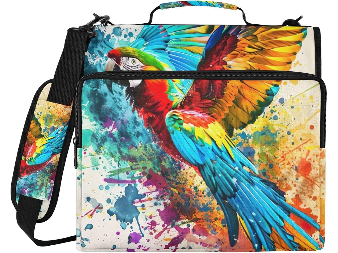 Organizador De Papel Colorido Com Estampa Papagaio, Tie Dye, Estojo Com Zíper E Fichário De 3 Argolas, Resistente À Água
