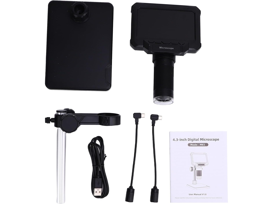 Microscópio Digital Com Ampliação De 1000x, Ecrã Lcd De 4,3 Polegadas