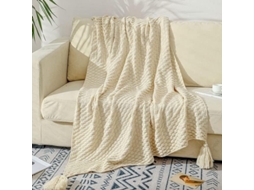 Manta Xadrez Mantou para Cama Tricotada Grossa e Macia Ideal Sofá Ou com Textura Decoração de Quarto, Macio, Q
