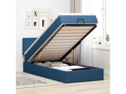 Vidaxl Estrutura De Cama Otomana Com Colchão Tecido Azul 90x190cm