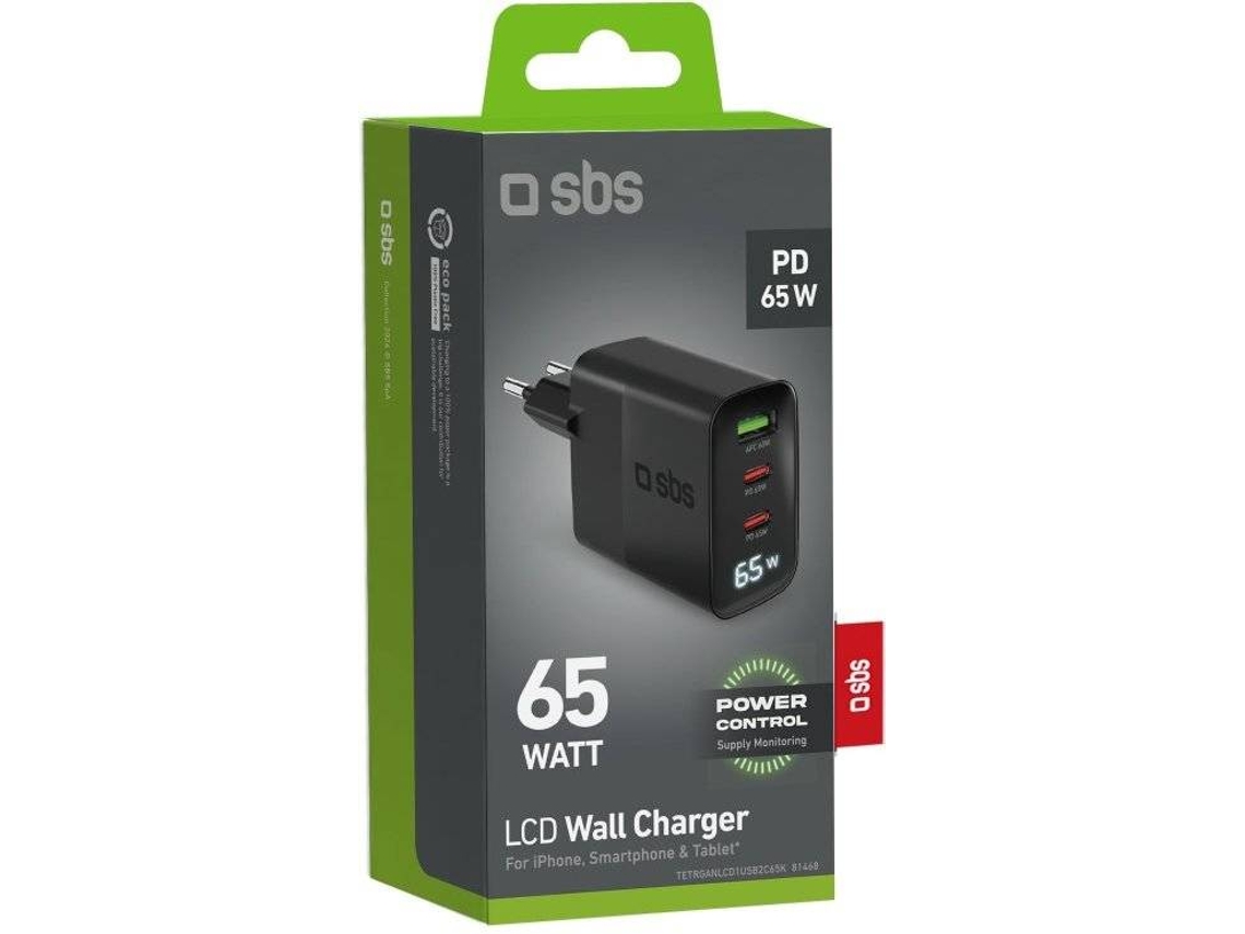 Carregador SBS com LCD - 65W (Preto)