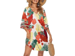 2026 vestido de Playa Casual Suelto para Mujer Con Escote V Y Mangas 3/4 para Verano Bikini