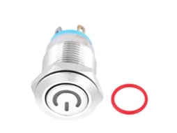 Interruptor De Botão De Metal 12mm Com Led Azul Ícone De Energia Auto-reset 1 No 5v