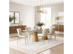 Conjunto de 4 Cadeiras Estofadas Tessa Veludo Ergonómico Branco/Dourado TECTAKE