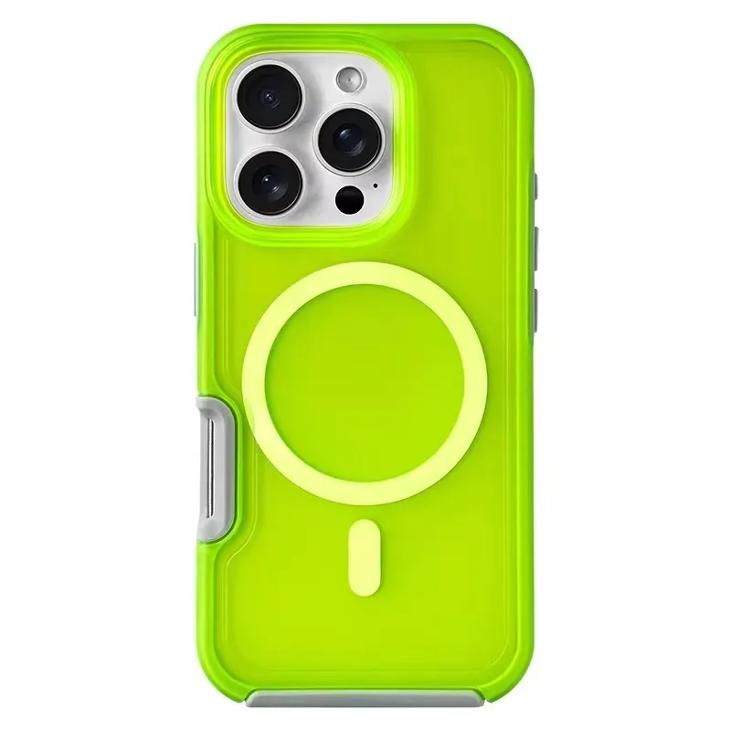 (verde Fluorescente, Iphone 12 Pro Max) Capa Magnética Fosca Para Celular, Compatível Com Carregamento Sem Fio.