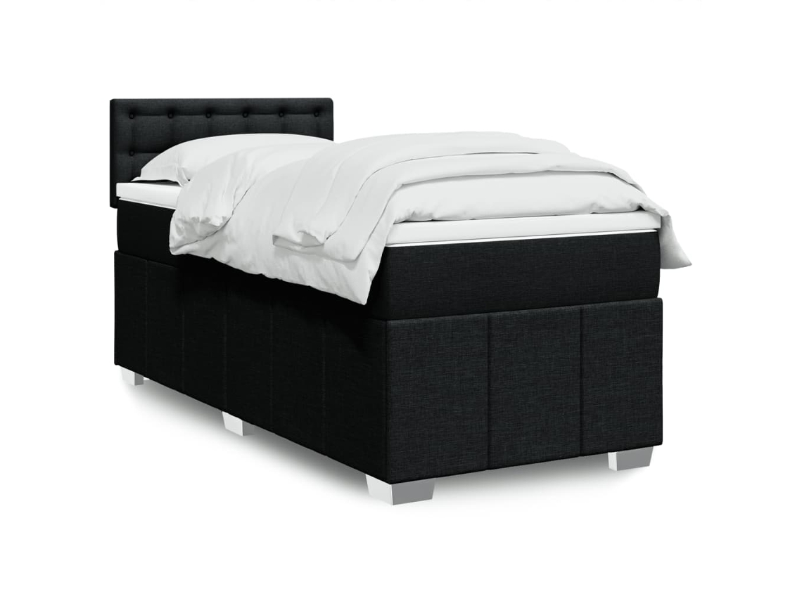 Vidaxl Cama Com Molas/colchão 90x200 Cm Tecido Preto