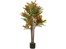 Planta Artificial de Croton Multicolorida em Peva e Madeira com Vaso em Pp e Cimento.55x55x120 Cm BTFORUS