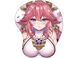Mousepad Anime, Mousepad Gamer, Mousepad Yae Miko, Mousepad 3d Com Apoio Para Pulso Brilvibera