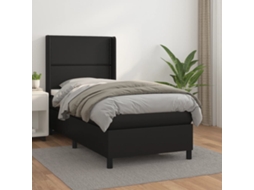 Vidaxl Cama com Molas/colchão 90x200 Cm Couro Artificial Preto