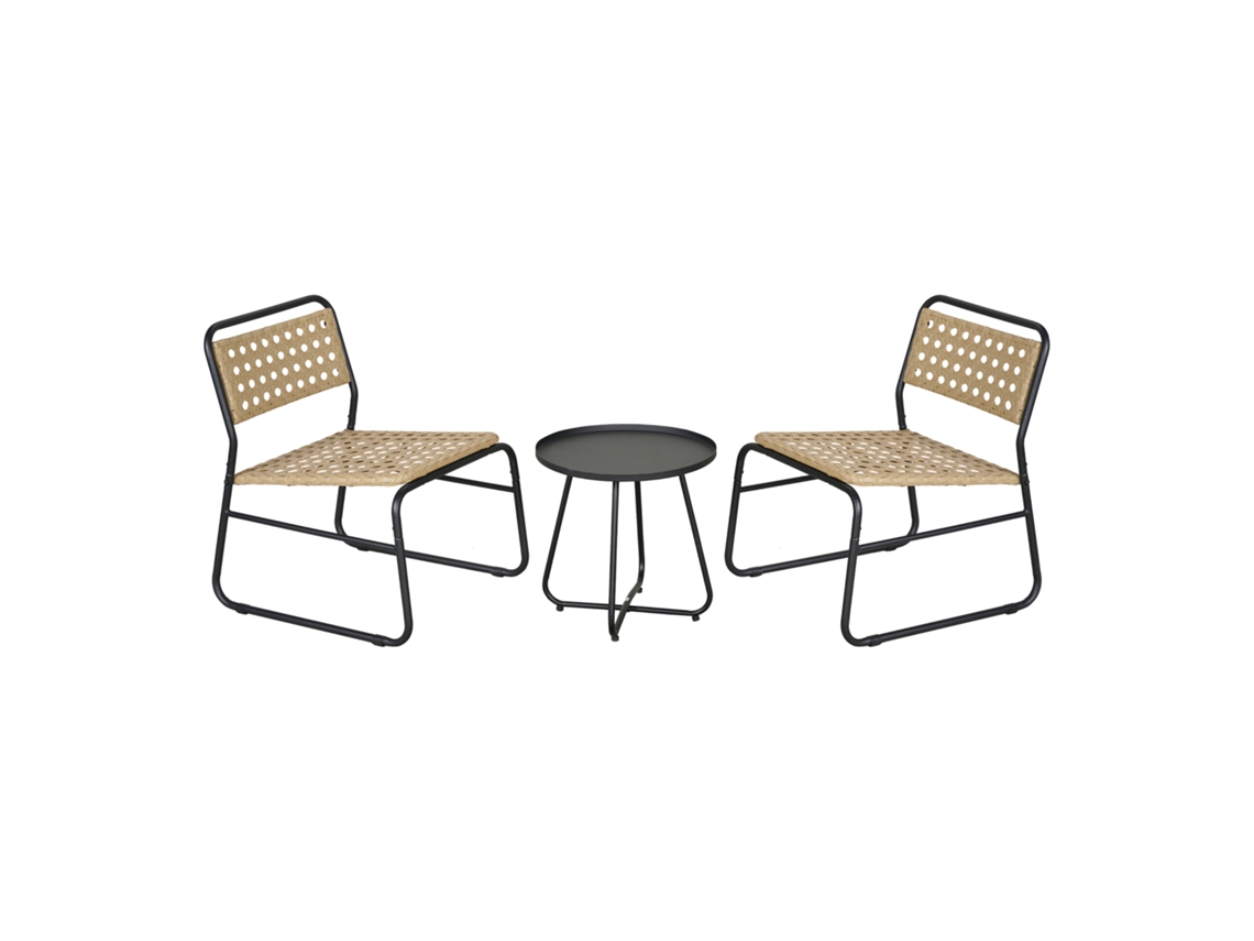 Conjunto de mobiliário de jardim Brienza poly rattan Ø45x45 cm - Bege/Preto casa.pro