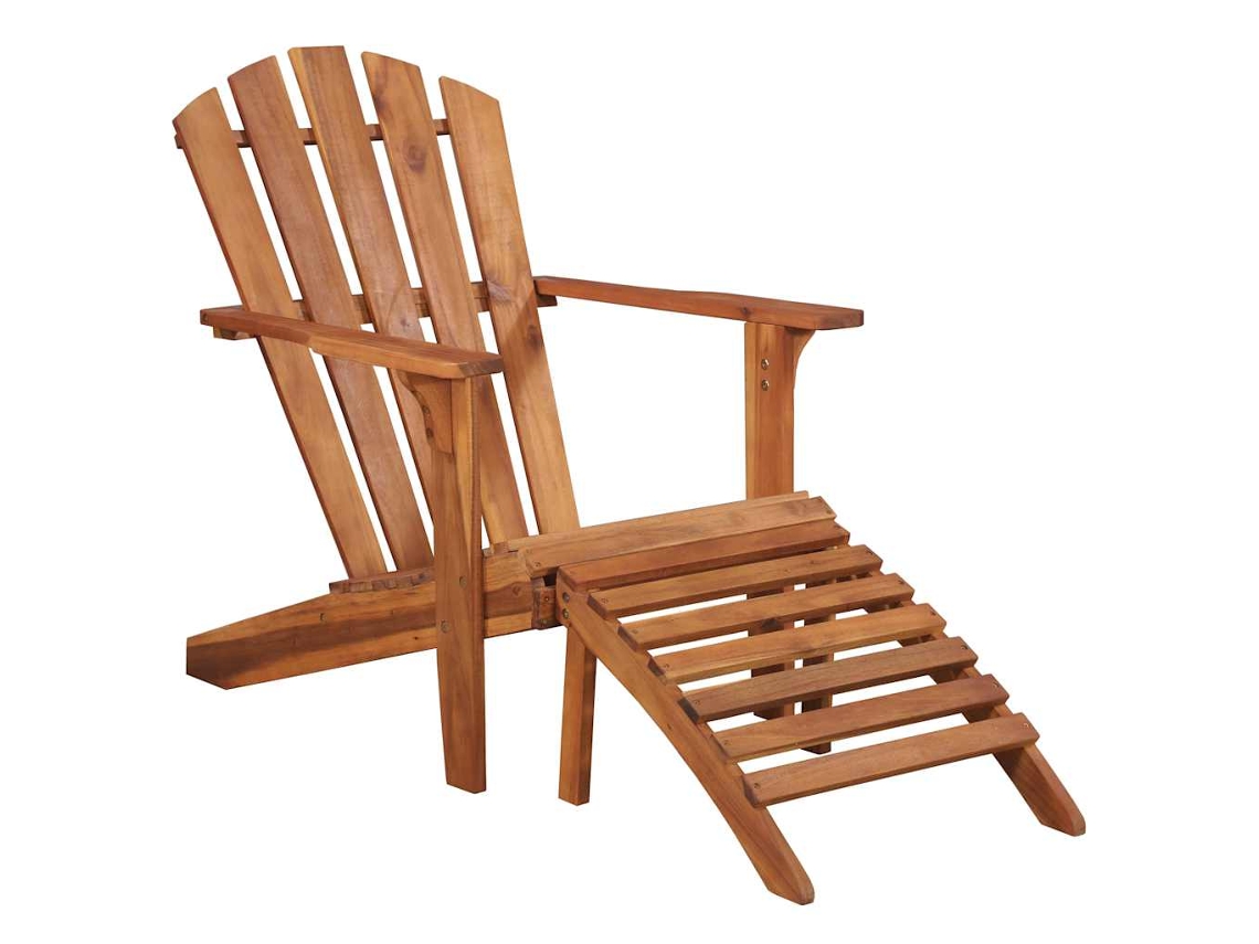 Vidaxl Cadeira Jardim Adirondack C/ Apoio De Pés Madeira Acácia Maciça