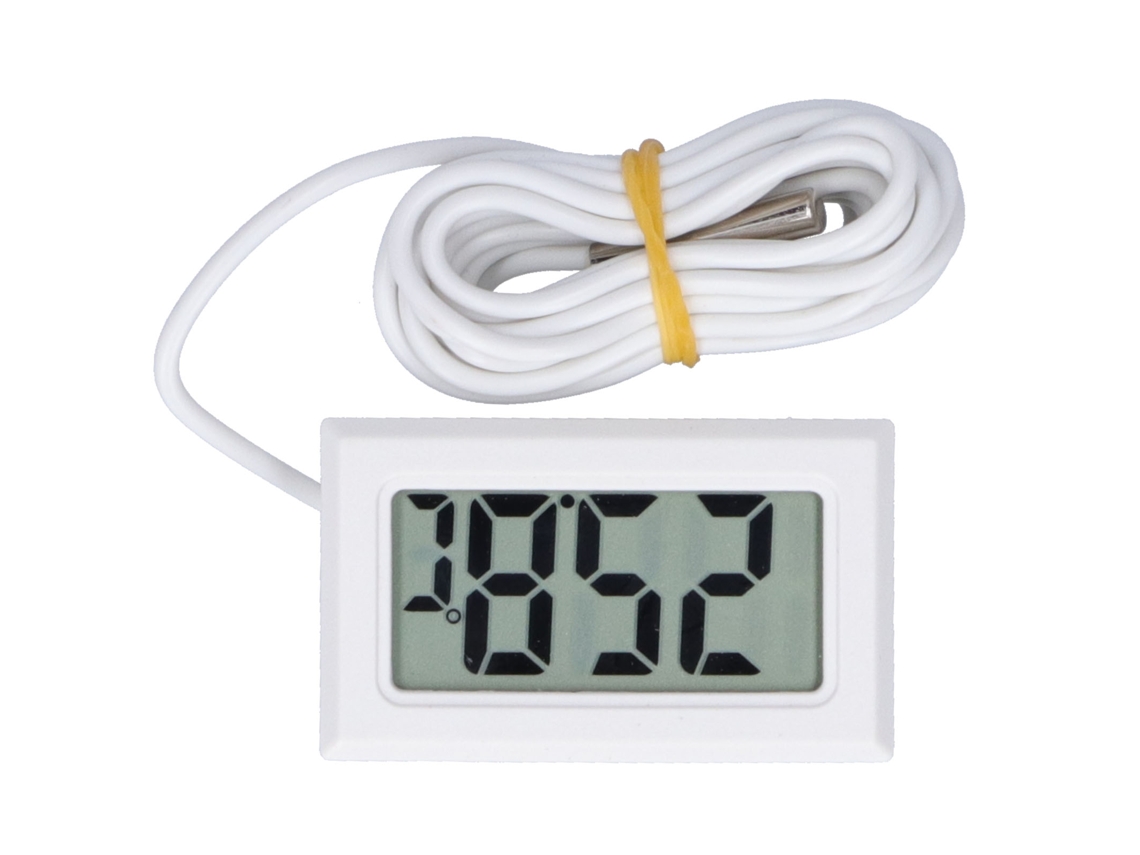 Termômetro Digital Mini Lcd Com Fio Medidor De Temperatura Eletrônico Fy13001 Branco