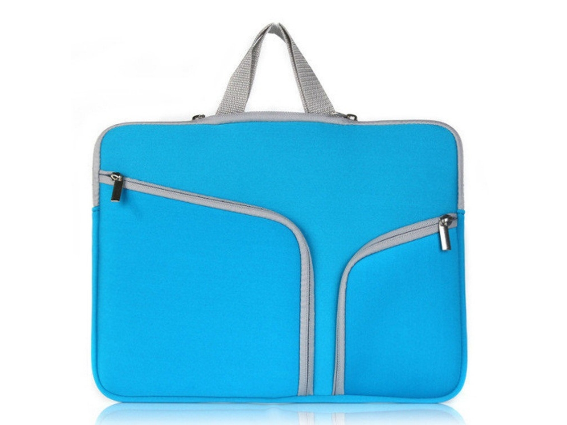 Bolsa Interior Azul Para Portátil 14 Polegadas, Dois Bolsos Frontais, Neoprene Anti-choque Com Pega