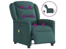 Vidaxl Poltrona Reclinável De Massagens Elétrica Tecido Verde-escuro