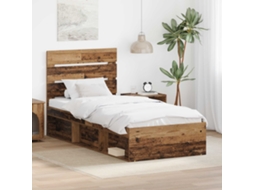 Vidaxl Estrutura da Cama com Cabeceira Madeira Antiga 90 X 200 Cm