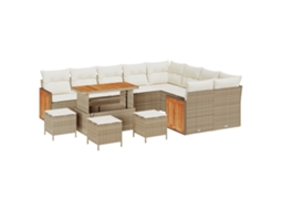 Conjunto 14 Conjunto De Sofá De Jardim Vidaxl Bege Vime Pe (286 X 234 X 85 Cm)